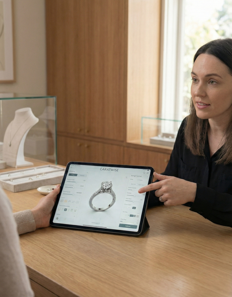 In-store jewelry configuration with tablet display